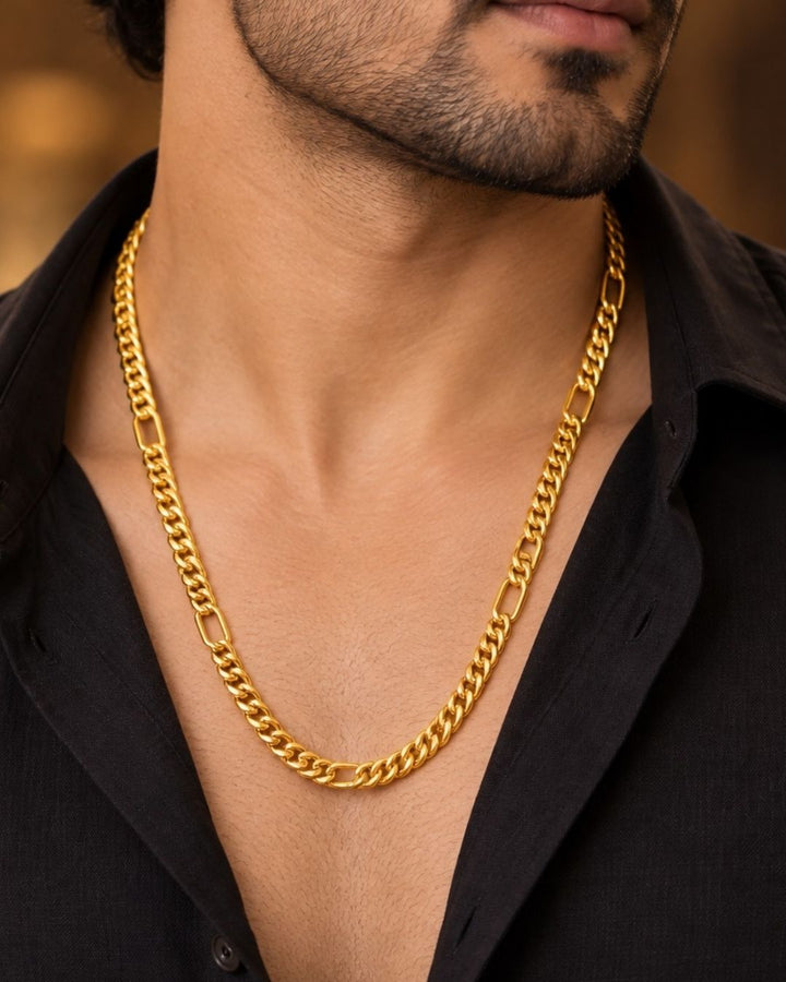 18k Gold Plated Figaro Link Men&