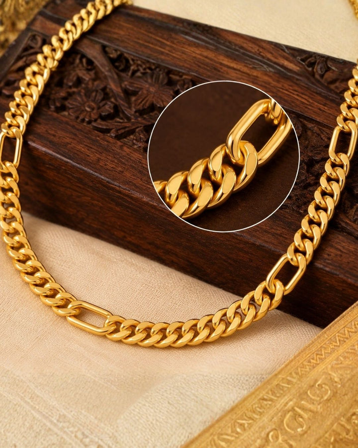 18k Gold Plated Figaro Link Men&