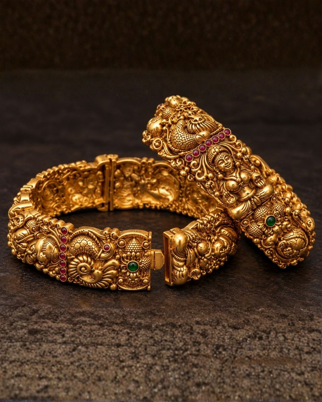 Kundan Gold Plated Temple Lakshmi Devi Openable Bangles