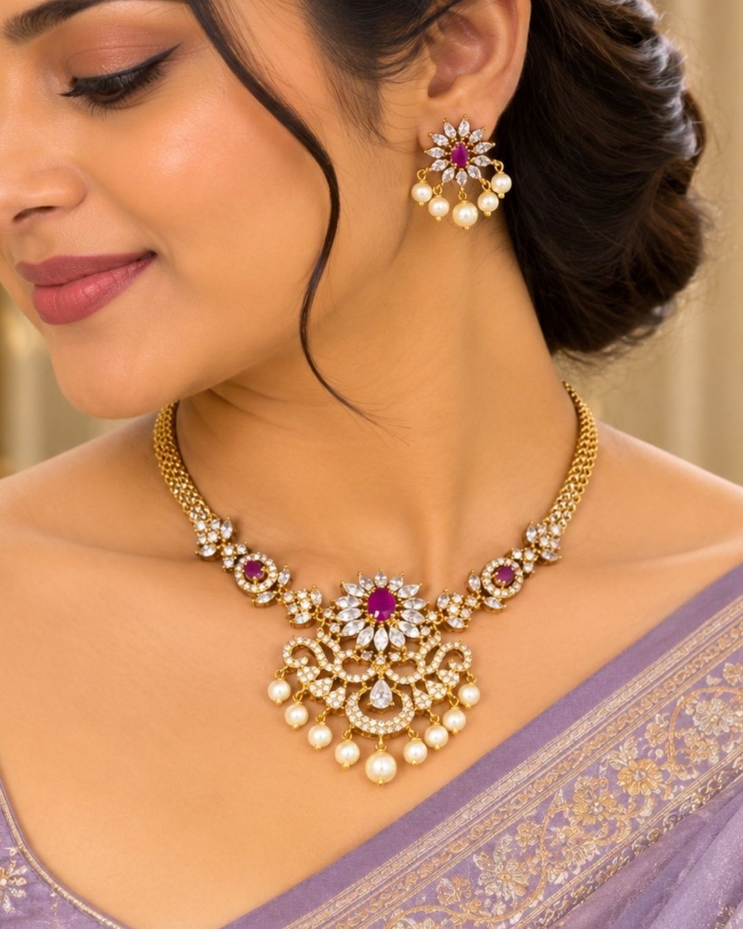 Kundan Necklace with Earrings