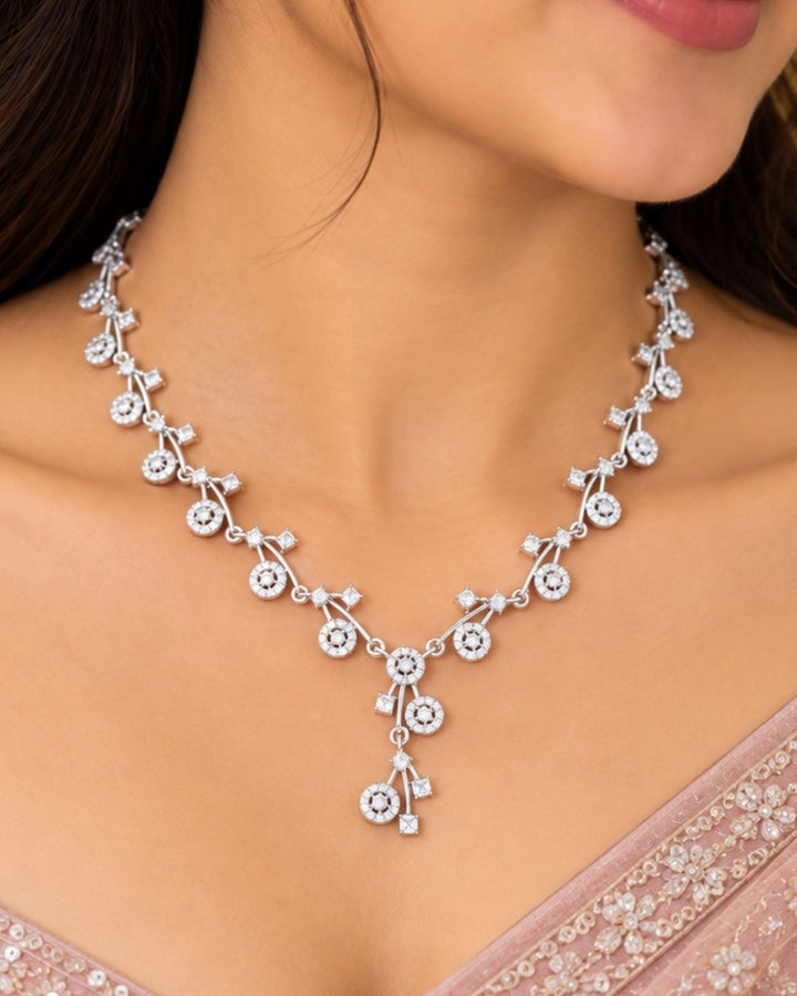 Pure Zirconian Diamond Gold Plated  Necklace with Earrings g 10750