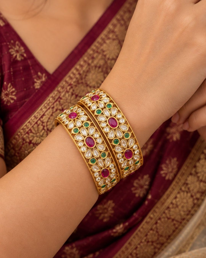Jadau Kundan Gold plated Bangles (Set of 2 )
