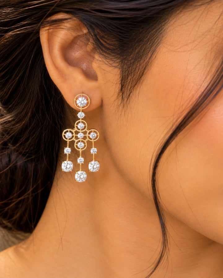 Pure Zirconian Diamond Gold Plated  Necklace With Earrings r10999