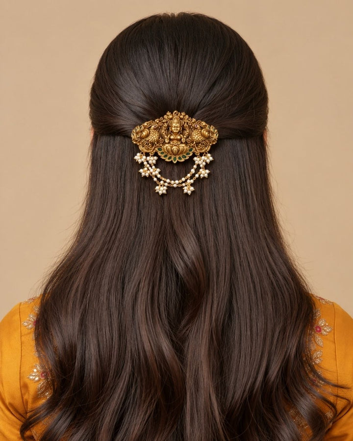 Gold Plated Laxmi Antique Hair Clip