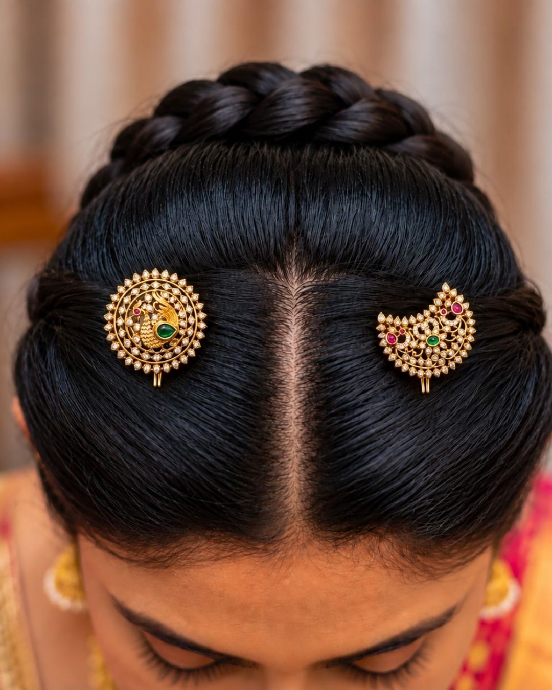 Kundan Gold Plated Sun Moon Hair Accessories