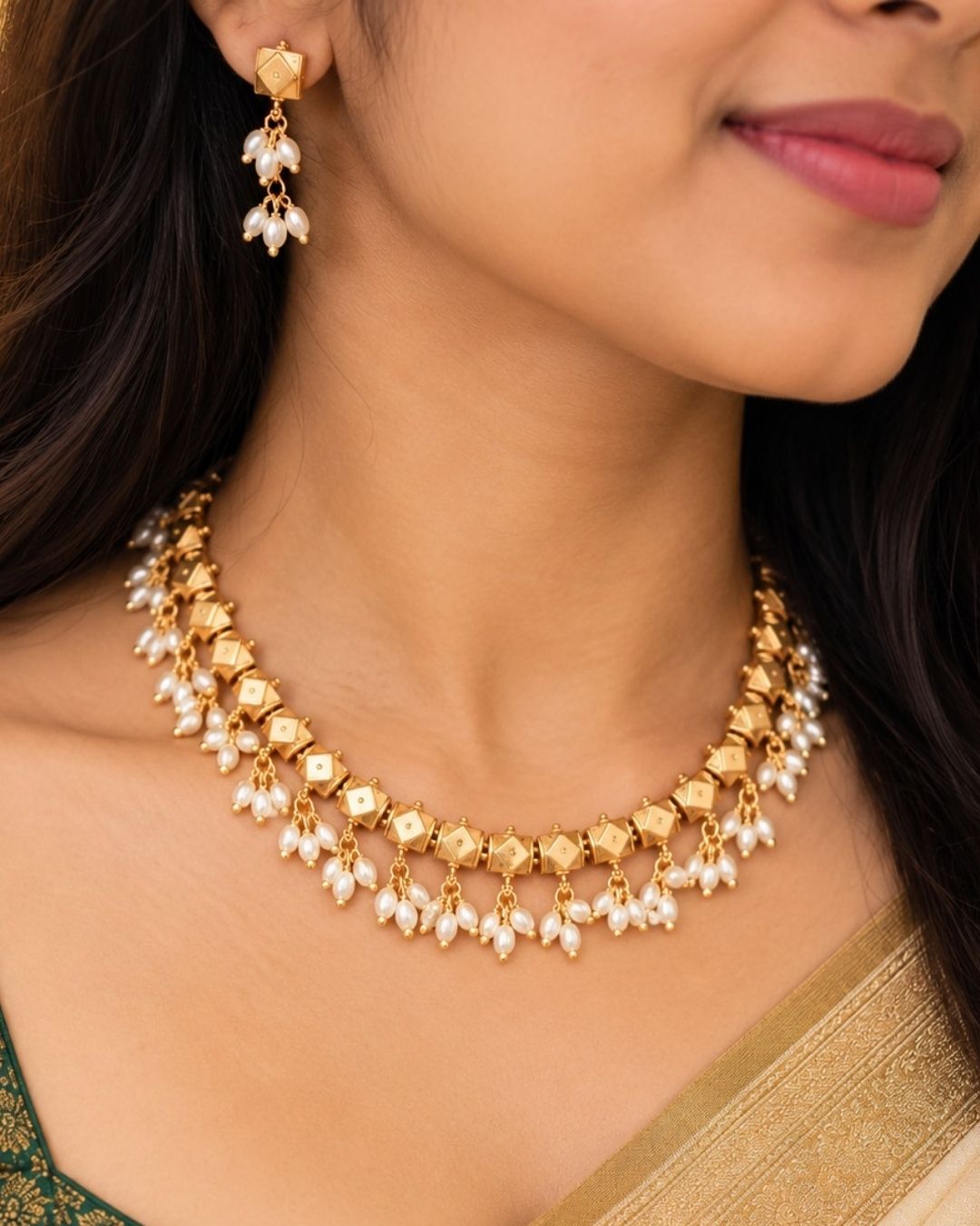 Kundan Necklace with Earrings g10850