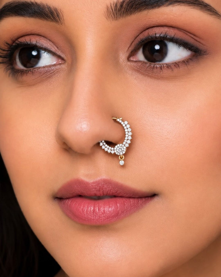 Zircon Diamond Gold Plated Pressing Nose Pin
