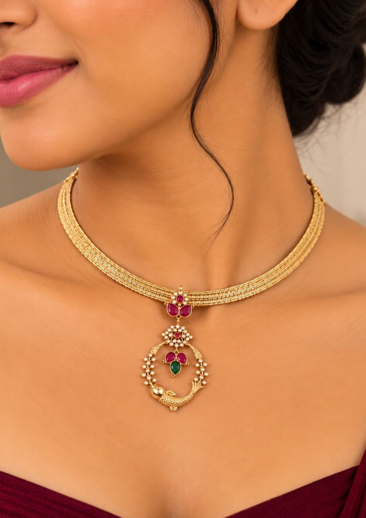 Kundan Gold Plated Necklace with Earrings