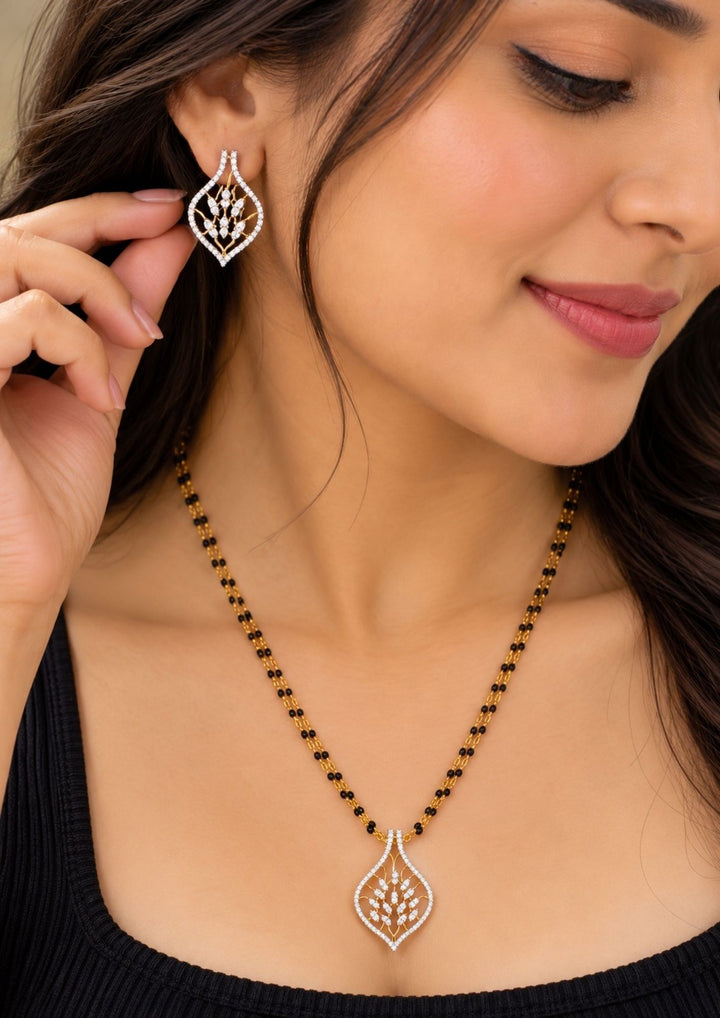 Zircon Diamond Floral Double Layer Mangalsutra