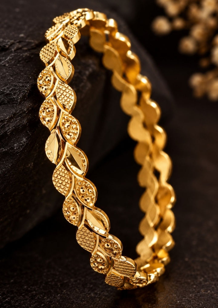 18k Gold Plated Leaf Pattern Bangles Set of 4