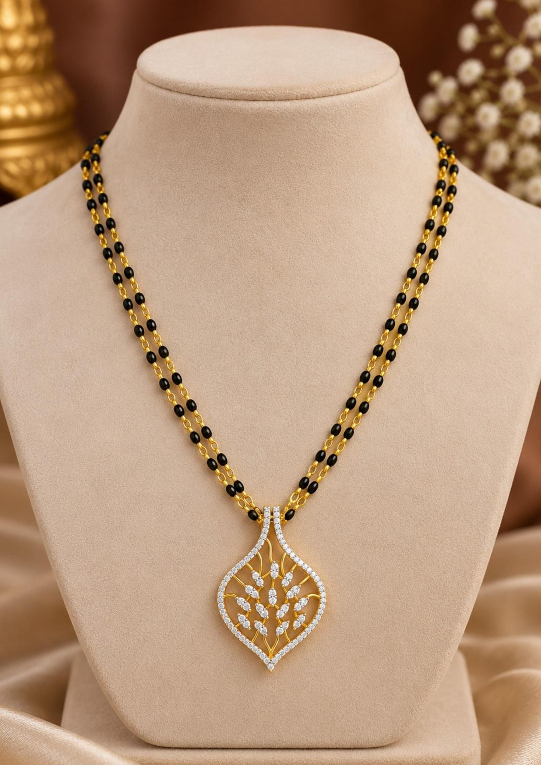Zircon Diamond Floral Double Layer Mangalsutra