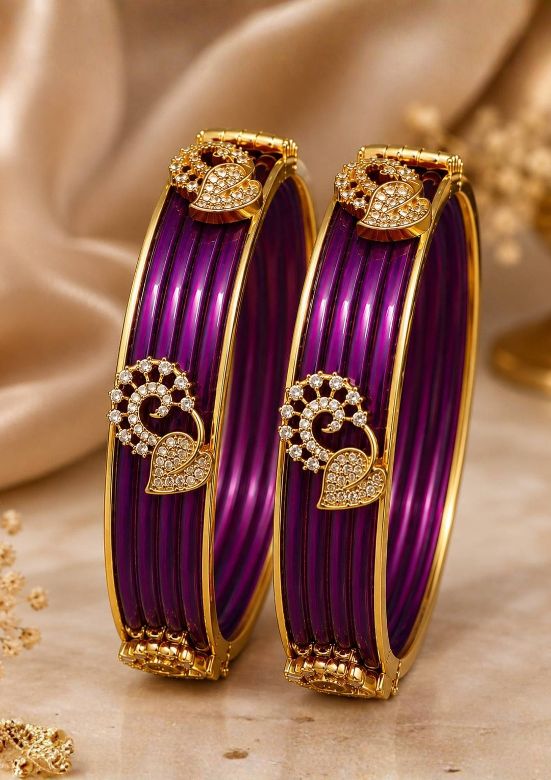 Openable Designer Kada Bangles with 12 set Multicolour Interchangeable Bangles
