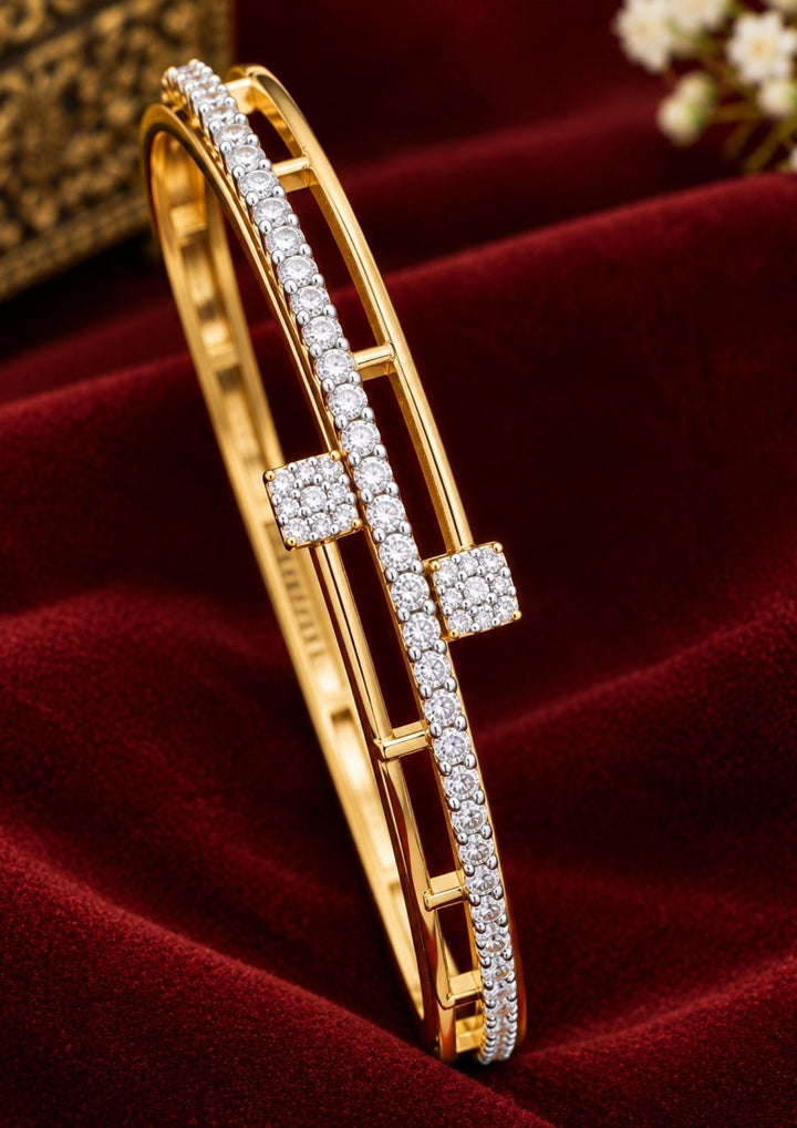 Zircon Daimond Gold Plated Designer Bangles with Crystal Stone