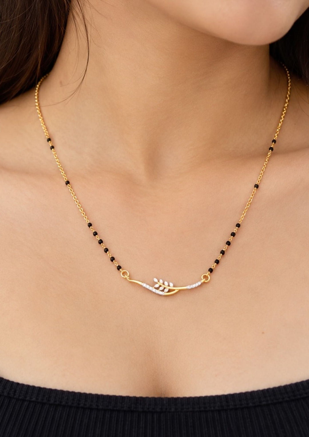 Zircon Diamond Gold Plated Classic Mangalsutra