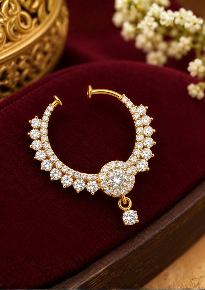 Zircon Diamond Gold Plated Pressing Nose Pin
