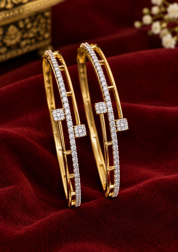 Zircon Daimond Gold Plated Designer Bangles with Crystal Stone