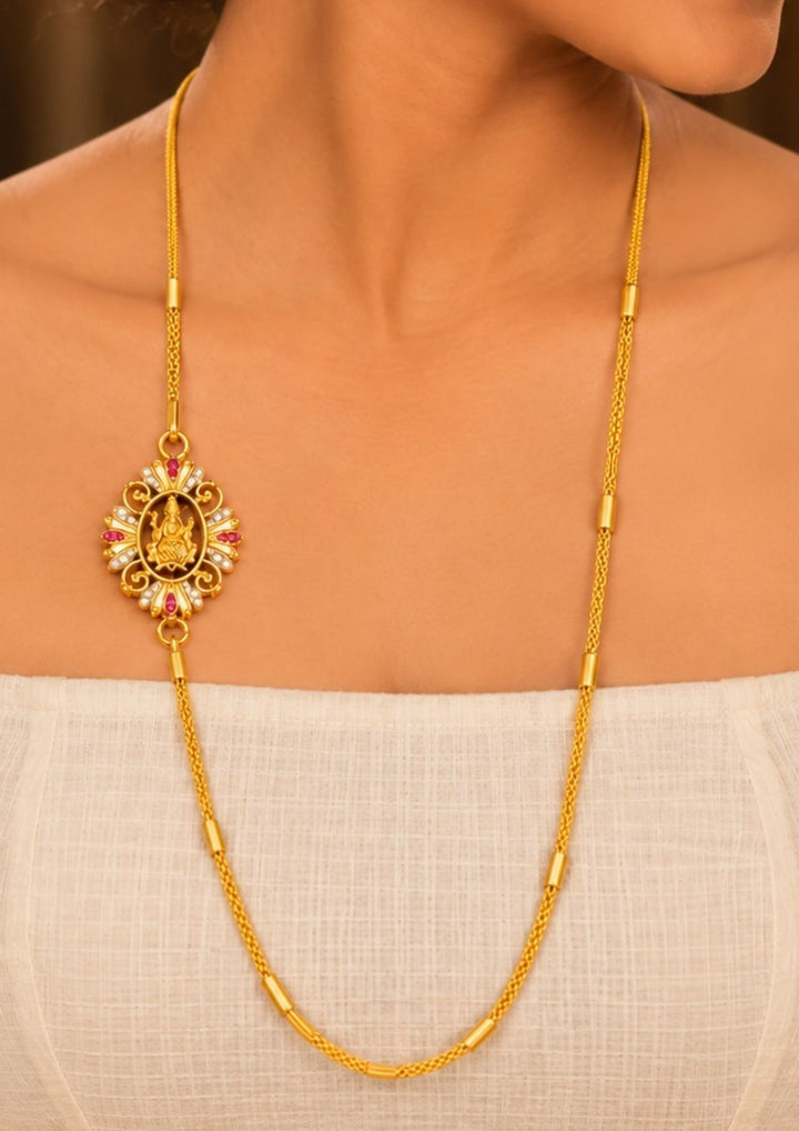 Gold Plated Thaali Chain with Goddess Lakshmi Pendant