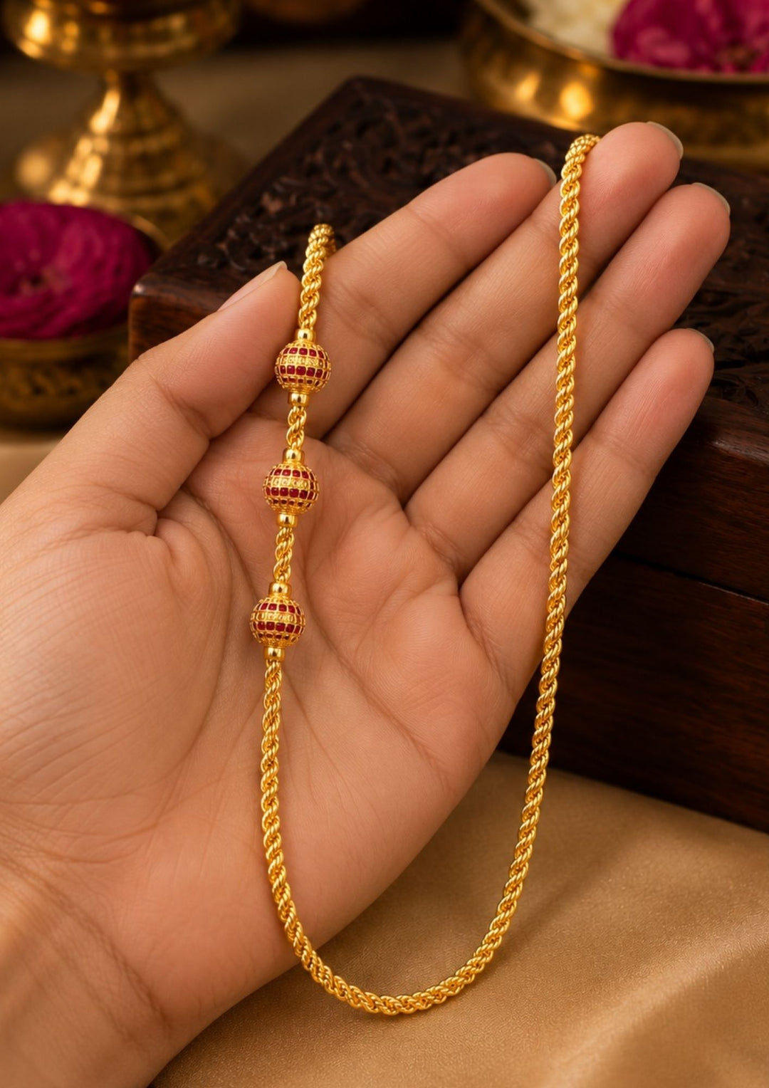 18k Gold Plated Ball Shape Thaali Chain
