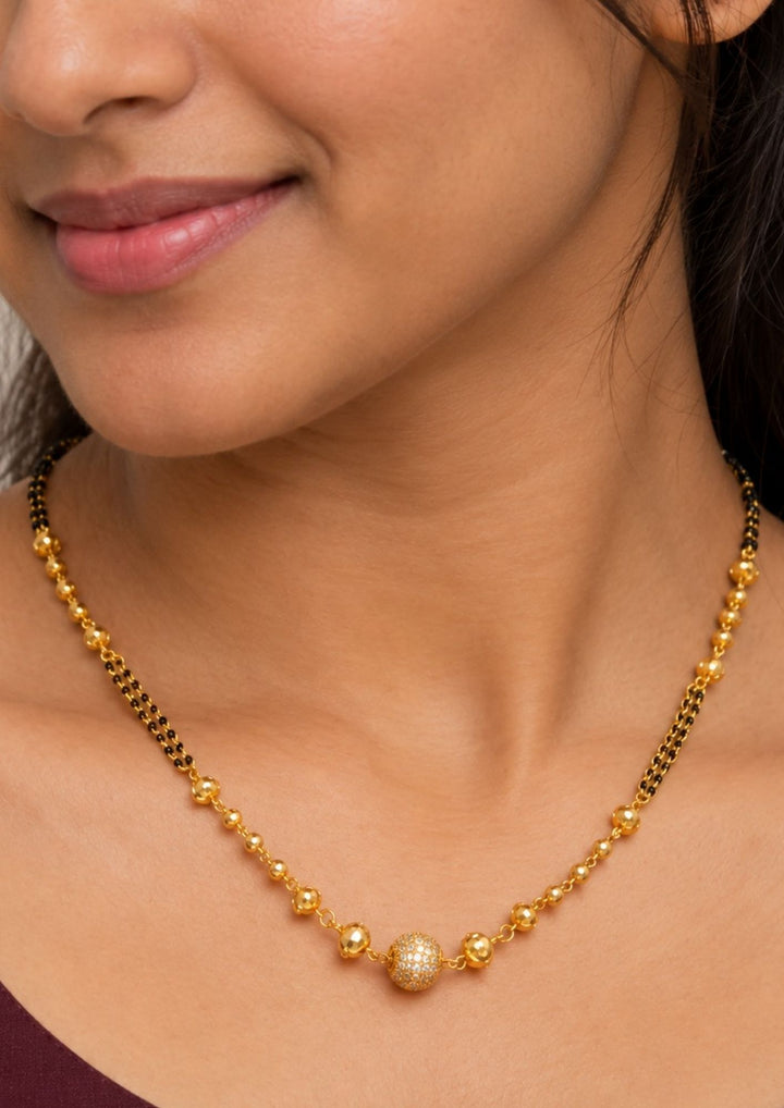 Gold Plated Ball Shape Pendent Mangalsutra