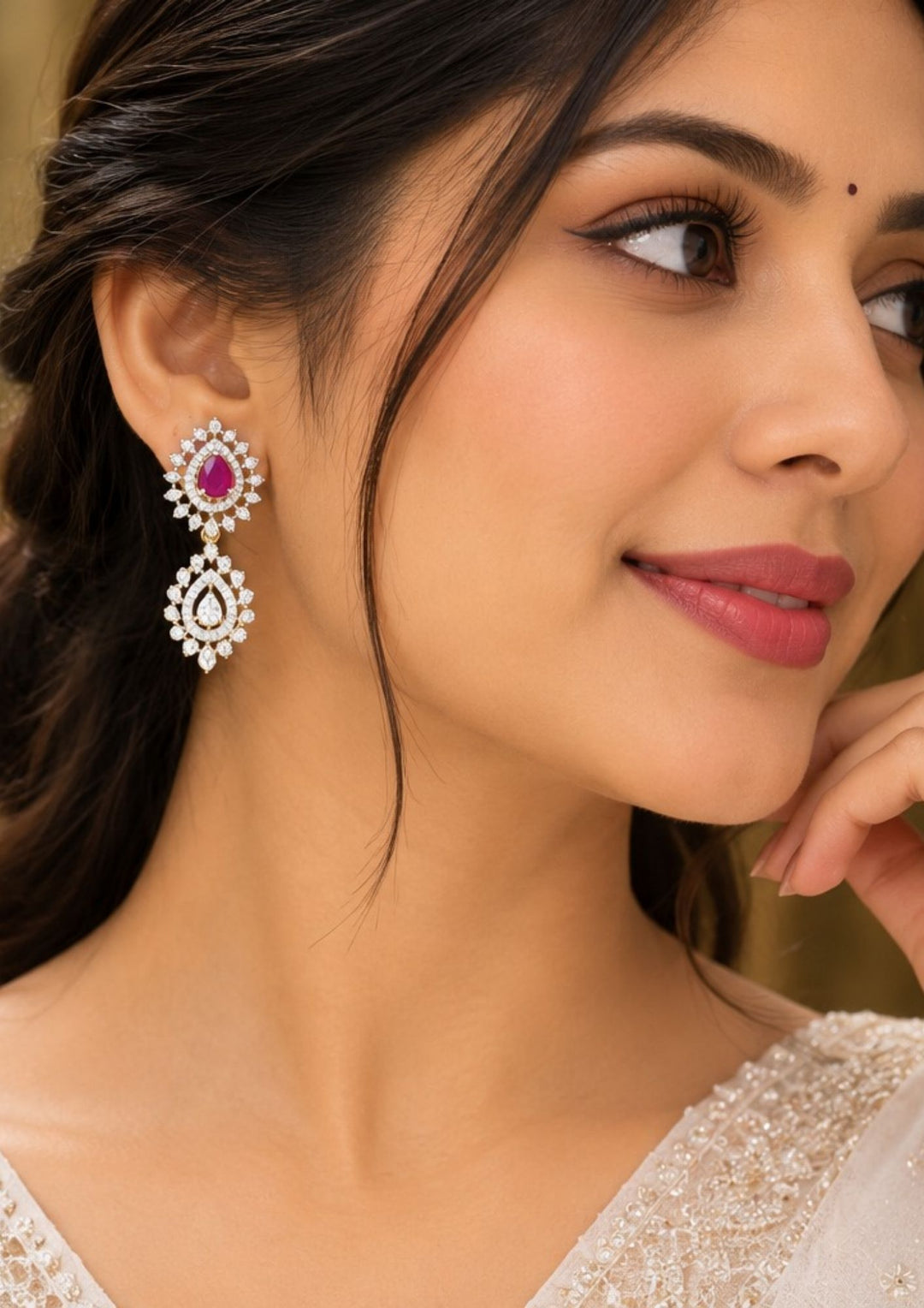 Zircon Diamond 4 in 1 Gold Plated Jhumkas