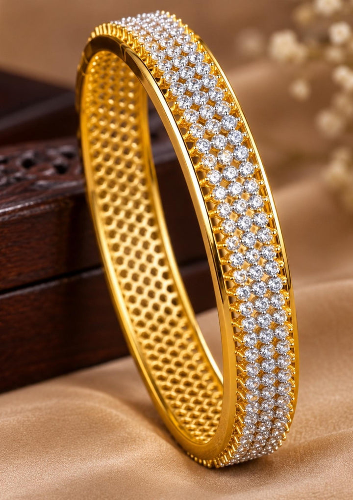 Zircon Diamond Gold Plated Sparkling Bangles