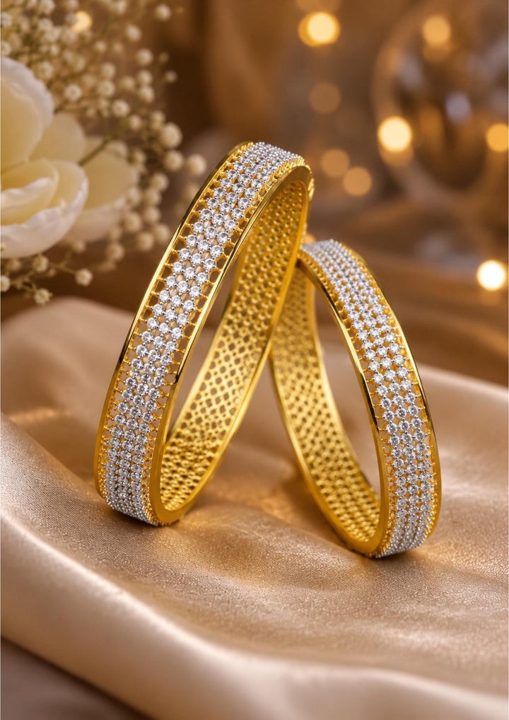 Zircon Diamond Gold Plated Sparkling Bangles