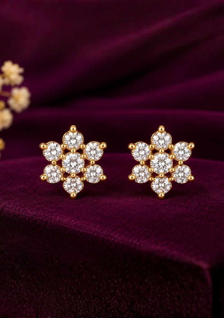 Premium Zircon Diamond Gold Plated Floral Necklace Set