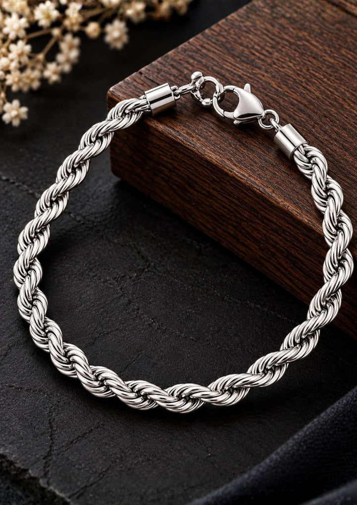 Sliver Plated Elegant Twisted Bracelet for Men