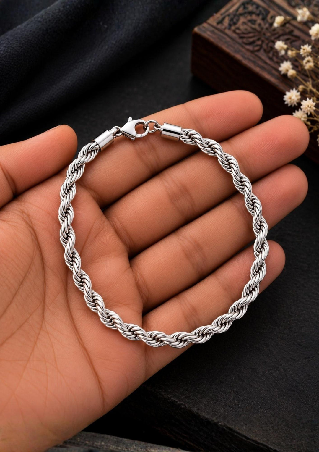 Sliver Plated Elegant Twisted Bracelet for Men
