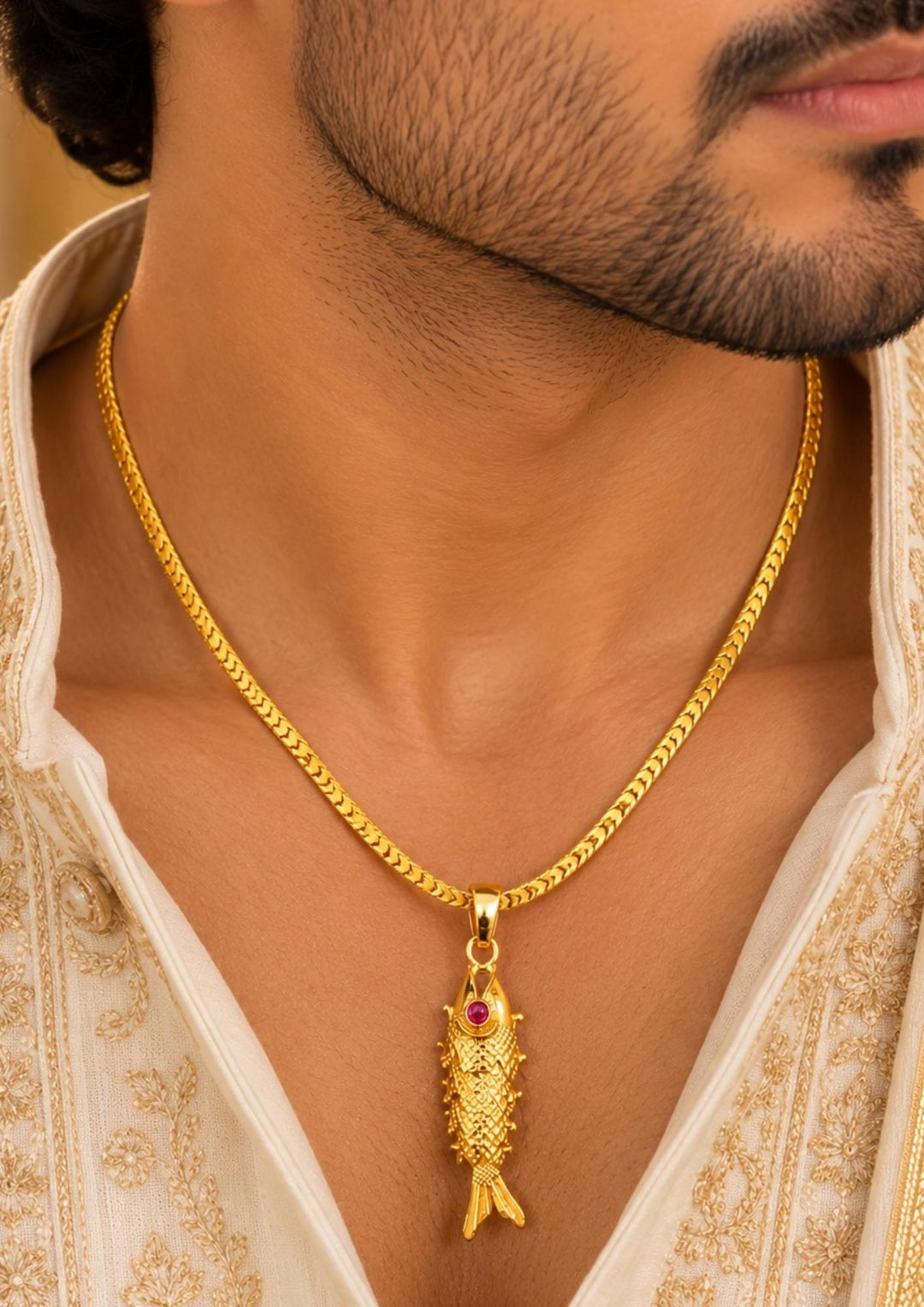Gold Plated Fish Pendant with Chain