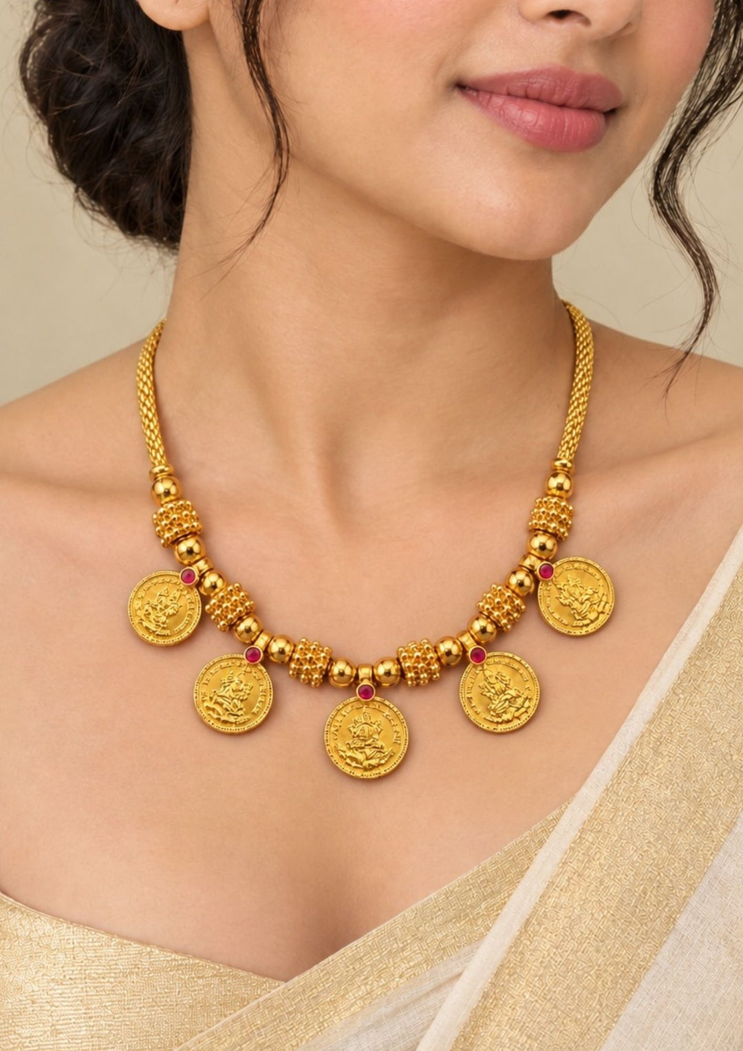 18k Gold Plated Laxmi Coin Necklace