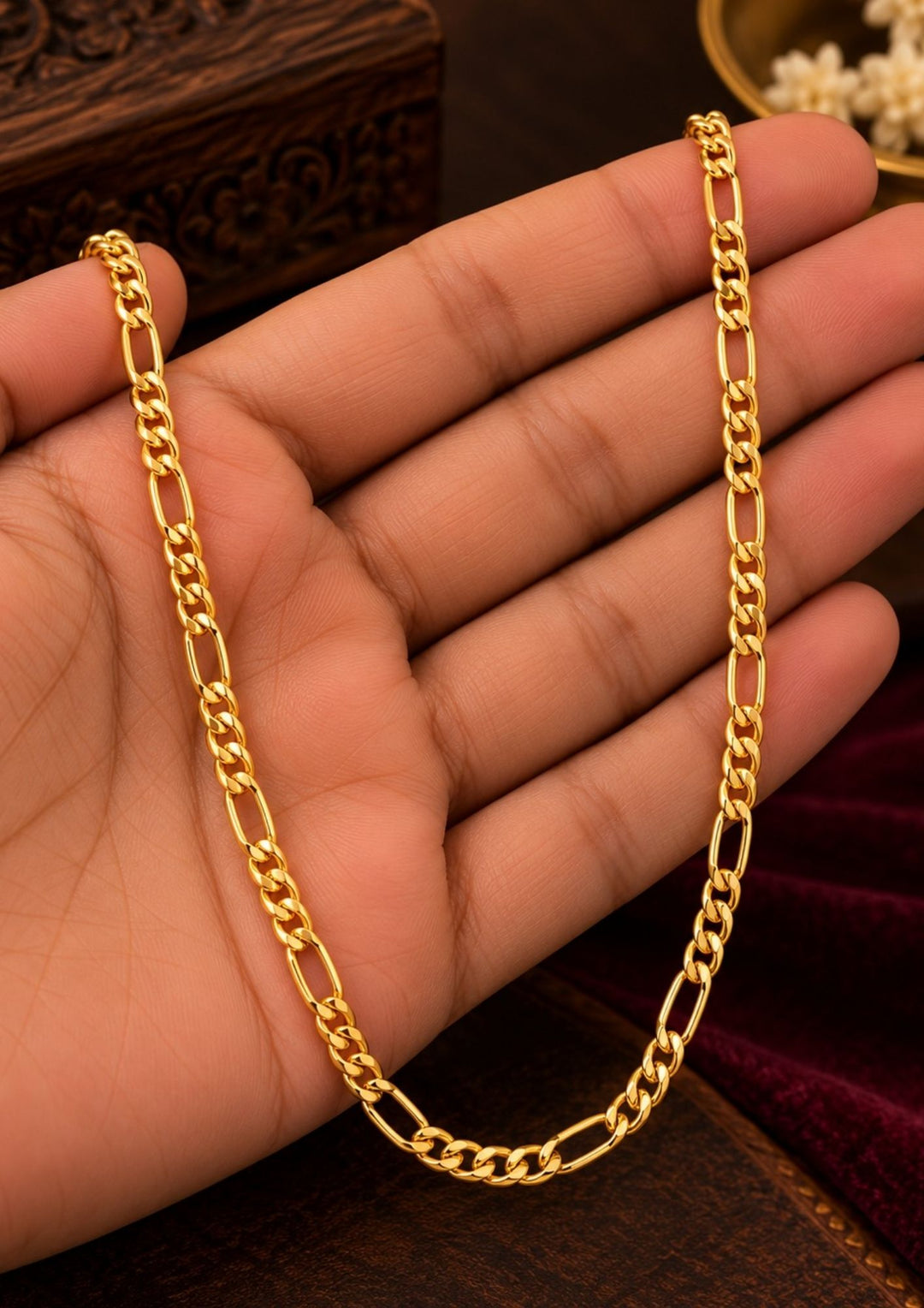 Gold Plated Classic Figaro Link Chain for Men