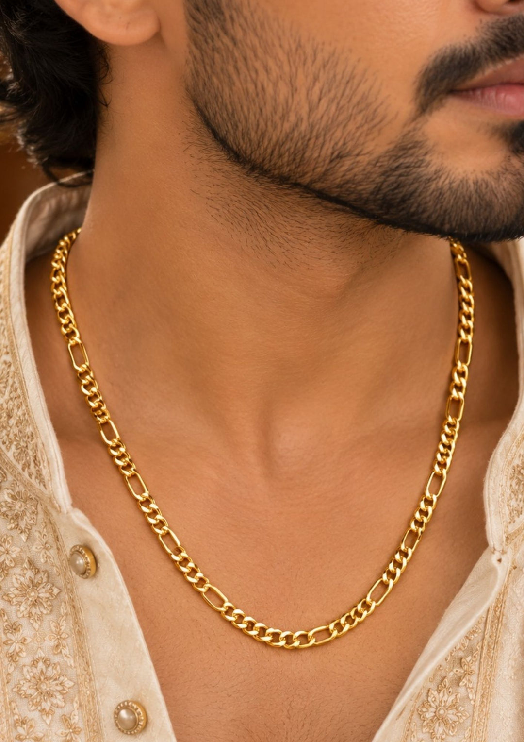 Gold Plated Classic Figaro Link Chain for Men