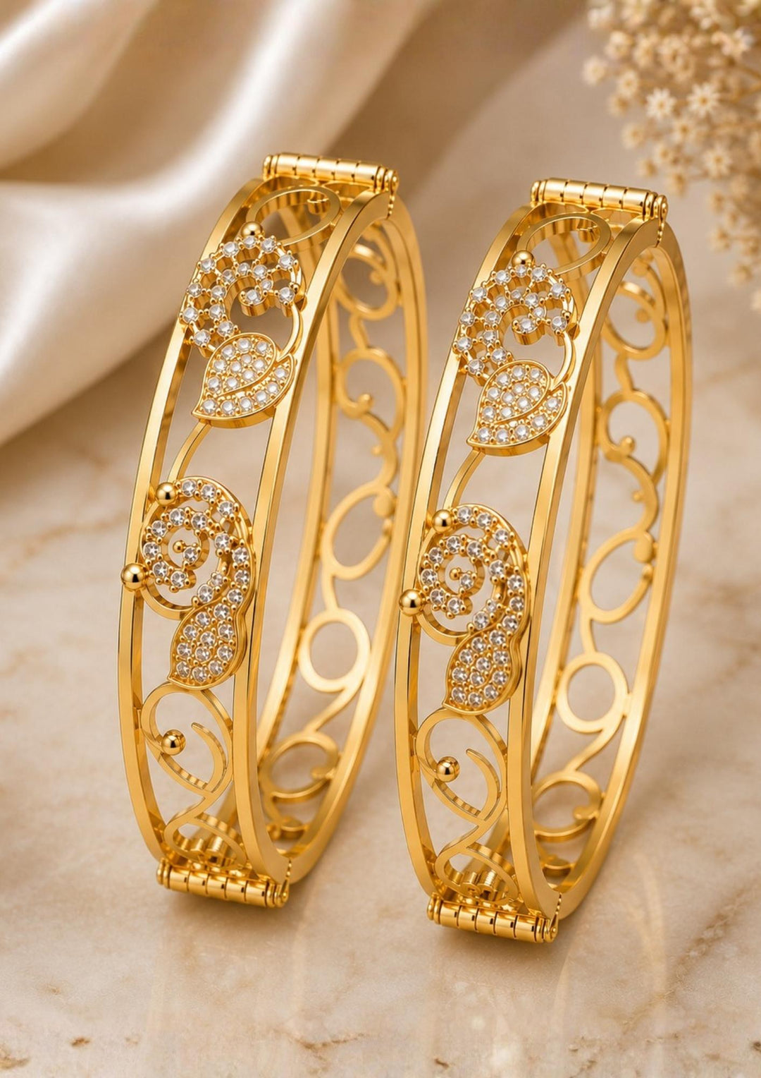 Openable Designer Kada Bangles with 12 set Multicolour Interchangeable Bangles