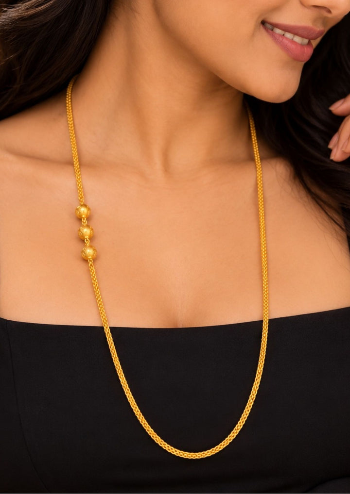 18K Gold Plated Thali Chain With Triple Ball Shape Pendent