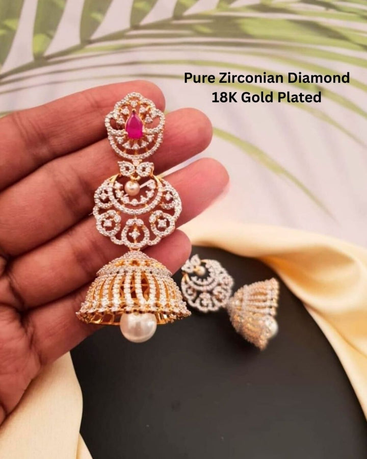 Pure Zirconian Diamond Gold Plated Earrings