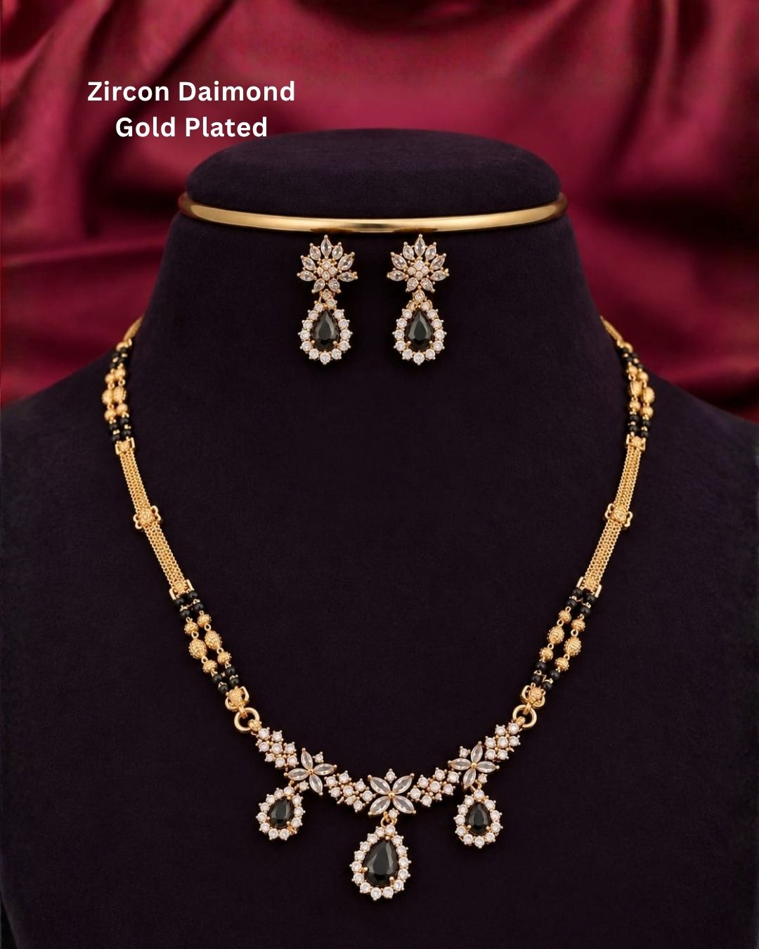 Elegant Ruby &amp; Emerald Accent Gold-Plated Mangalsutra