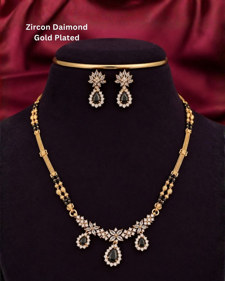 Elegant Ruby &amp; Emerald Accent Gold-Plated Mangalsutra