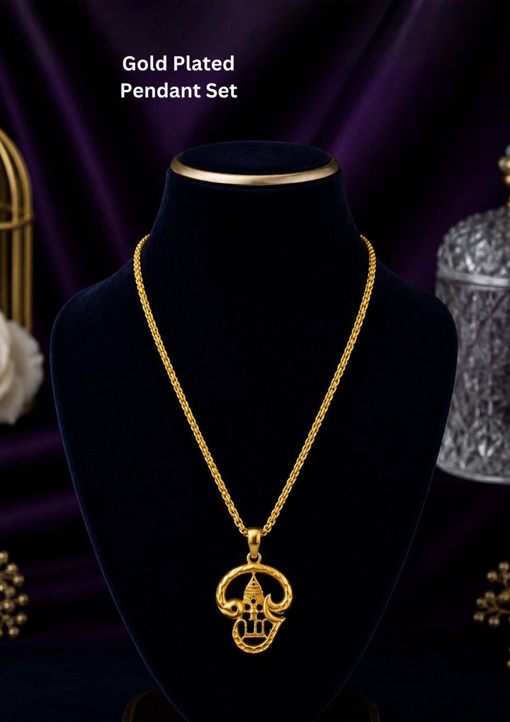 Premium antique gold Murgan temple pendant, highlighting the fine traditional Nakshi handiwork and multi-gemstone embellishments. Perfect for daily wear
