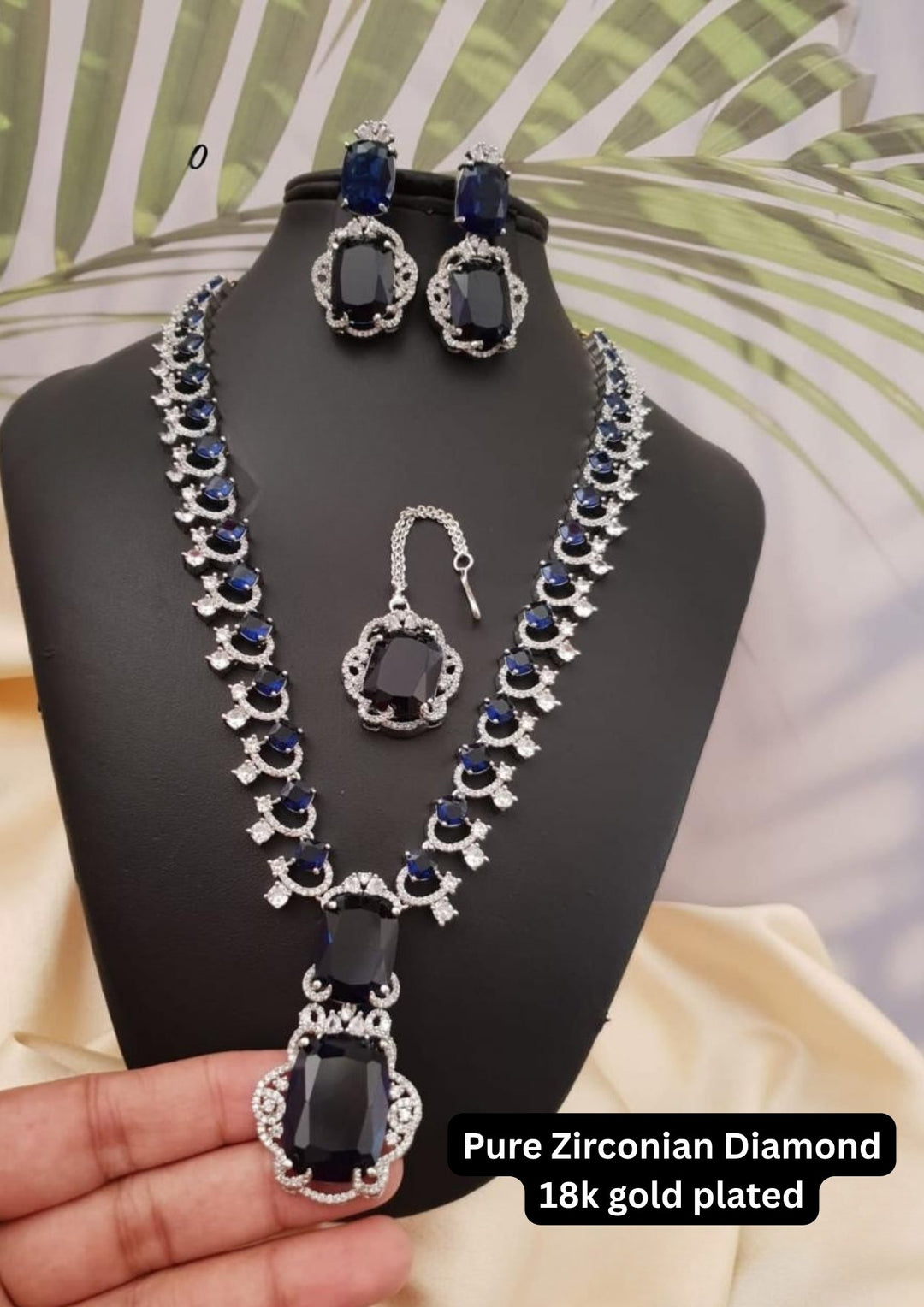 Pure Zirconian Diamond Necklace with Earrings & Mangtikka g102580