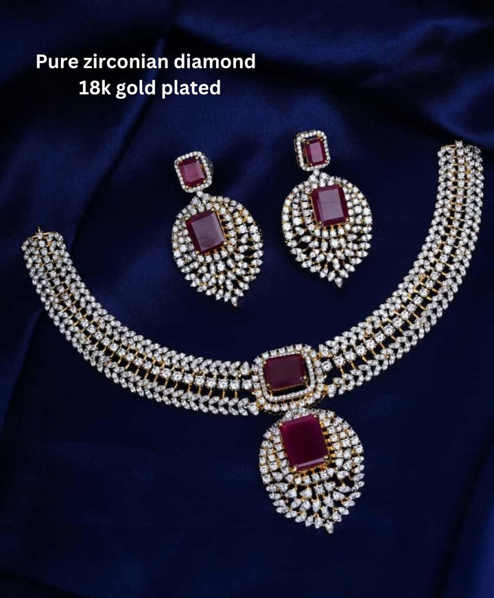 Pure Zirconian Diamond Necklace With Earrings c1021020