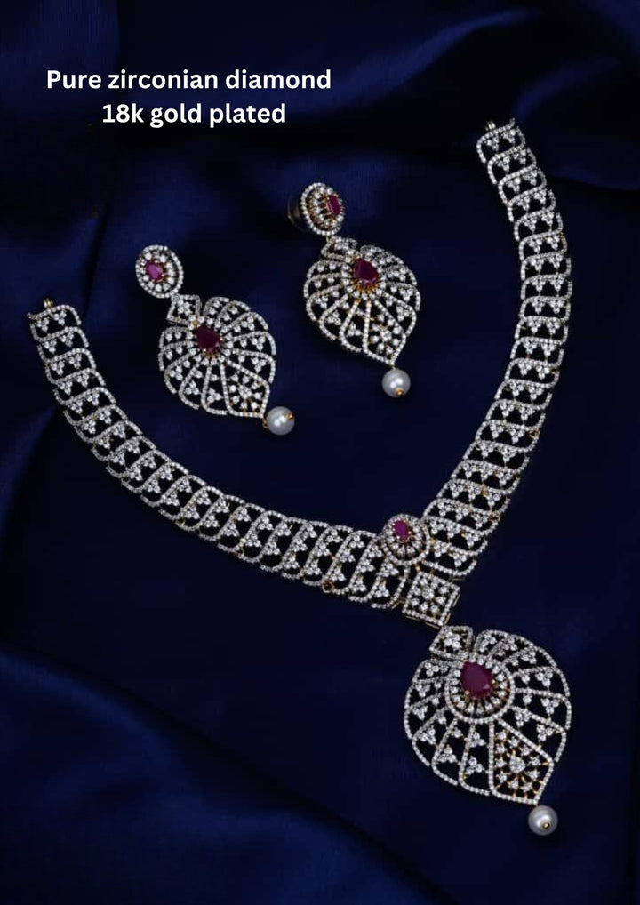 Pure Zirconian Diamond Necklace With Earrings c1025020