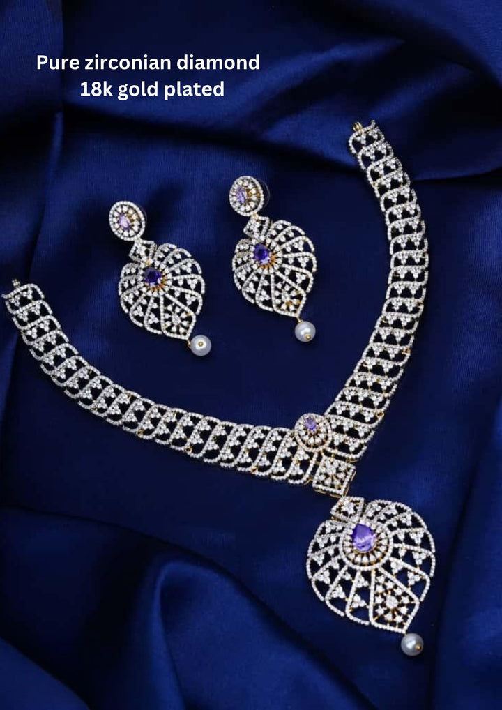 Pure Zirconian Diamond Necklace With Earrings c1025020