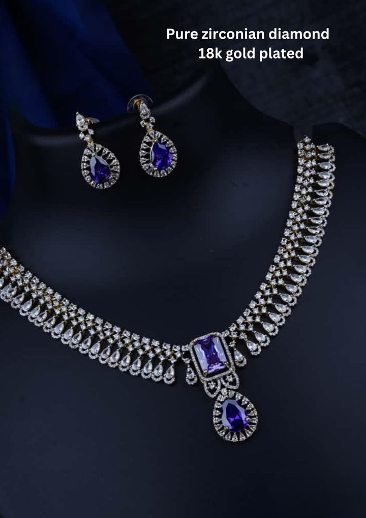 Pure Zirconian Diamond Necklace With Earrings c1016020