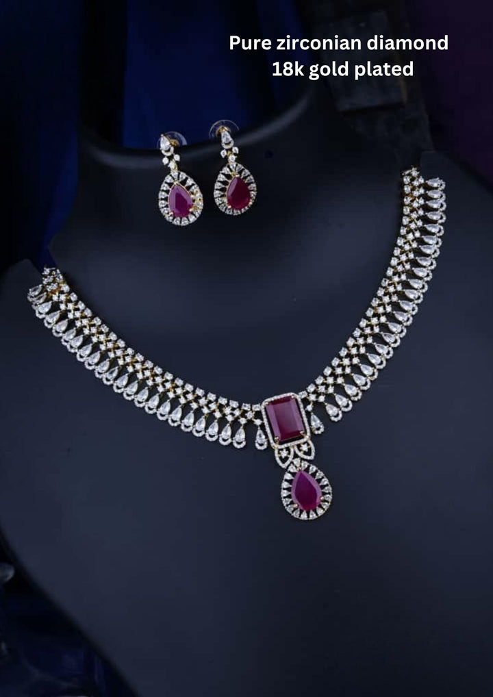 Pure Zirconian Diamond Necklace With Earrings c1016020