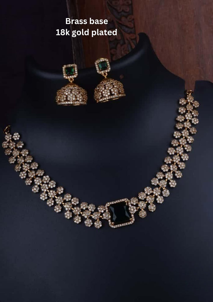 Kundan Silver Base Gold Plated Necklace with Earrings c 1011020