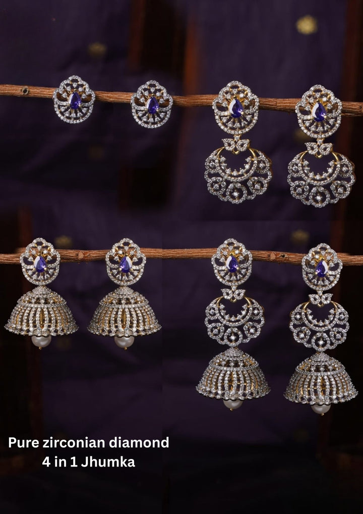 Pure Zirconian Diamond 4 in 1 Earrings c1010020