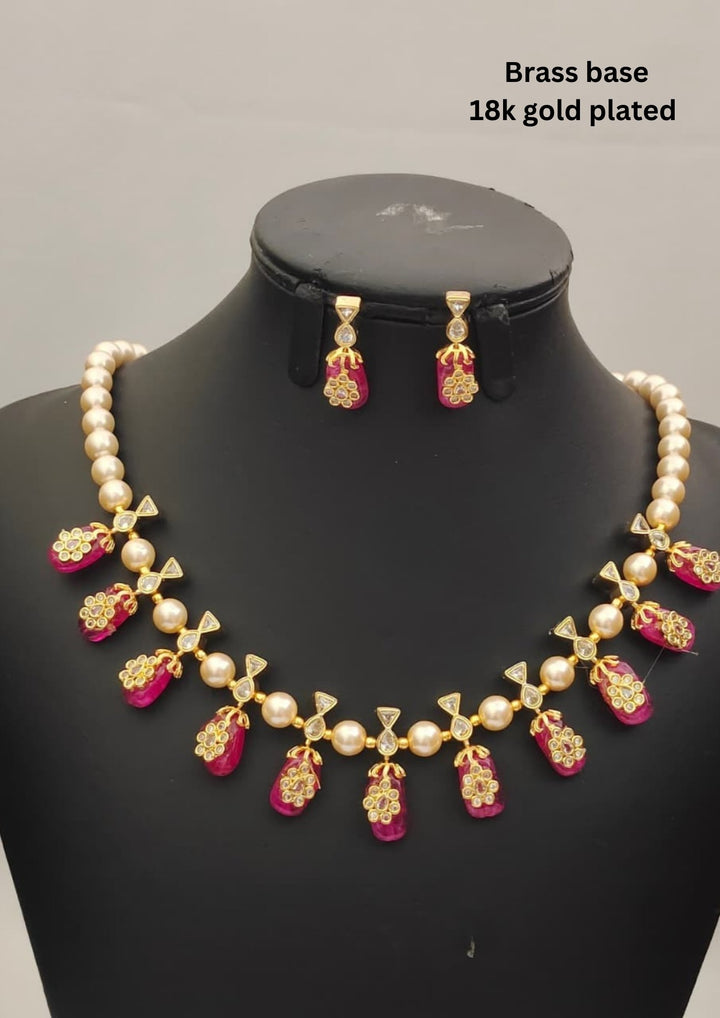 Kundan & Beads Necklace With Earrings s160021