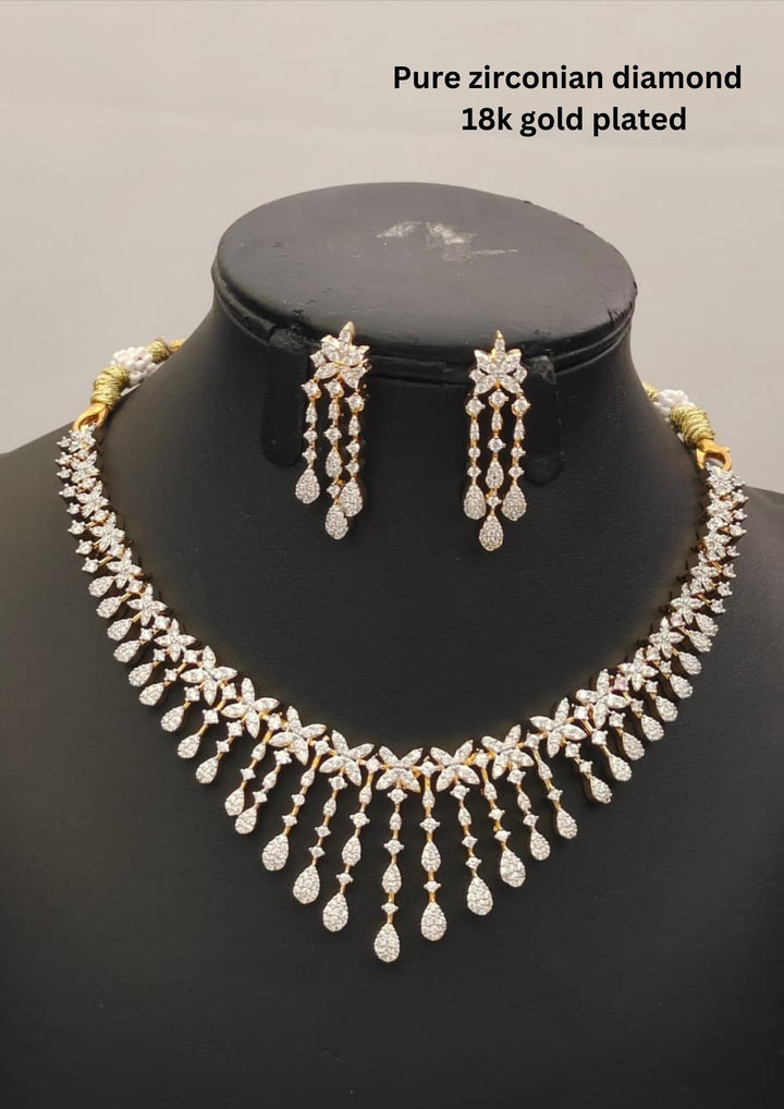 Pure Zirconian Diamond Necklace With Earrings