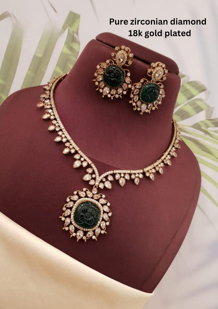 Pure Zirconian Diamond Necklace With Earrings  g101999